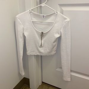 white cropped long sleeve